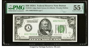 image for: Fr. 2101-A $50 1928A Federal Reserve Note. PMG About Uncirculated 55 EPQ....