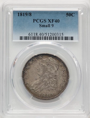 image for: 1819/8 50C Small 9, O-101, R.1, XF40 PCGS. PCGS Population: (52/173). Mintage 2,208,000....