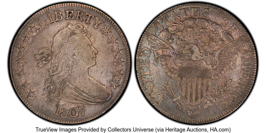 image for: 1807 50C Draped Bust, O-105, T-4, R.1, VF30 PCGS. PCGS Population: (4/19)....