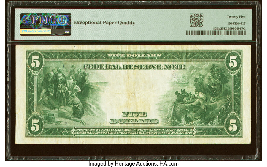 image for: Fr. 834b $5 1914 Red Seal Federal Reserve Note PMG Very Fine 25 EPQ....