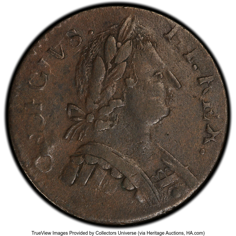 image for: '1787' 1/2 P Machin's Mills Halfpenny, Vlack 17-87B, W-7910, R.2, XF45 PCGS. CAC. CAC Population: (1/1)....