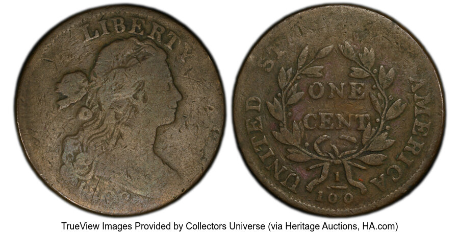 image for: 1802 1C S-227, B-5, R.2, VG8 PCGS. PCGS Population: (41/774 and 0/4+).  Mintage 3,435,100....