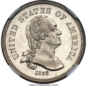 image for: 1866 5C Washington Five Cent, Judd-461, Pollock-535, Baker-45, Musante GW-772, R.5, PR66 NGC. CAC....