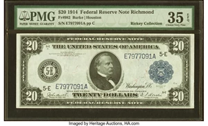 image for: Fr. 982 $20 1914 Federal Reserve Note PMG Choice Very Fine 35 EPQ....
