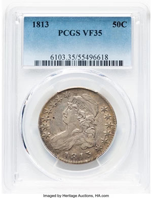 image for: 1813 50C O-105, R.1, VF35 PCGS. Mintage 1,241,903....