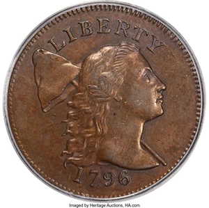 image for: 1796 1C Liberty Cap, S-81, B-2, R.3, AU58 PCGS....