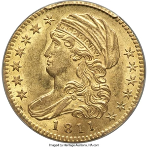 image for: 1811 $5 Tall 5, BD-1, High R.3, AU58 PCGS. CAC....