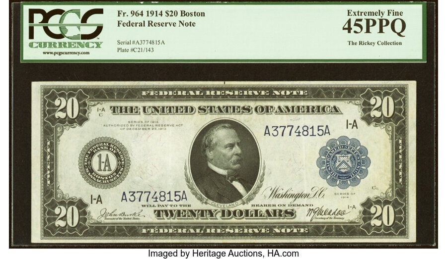 image for: Fr. 964 $20 1914 Federal Reserve Note PCGS Extremely Fine 45PPQ....