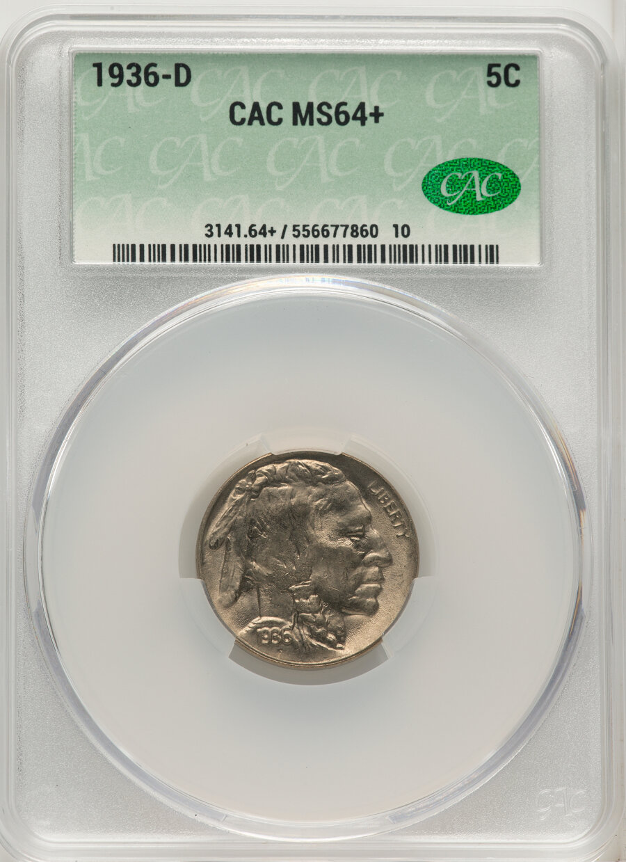 1936-D 5C MS64+ CACG. Mintage 24,814,000....