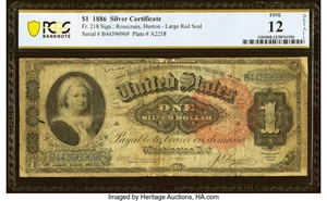 image for: Fr. 218 $1 1886 Silver Certificate PCGS Banknote Fine 12 Details....