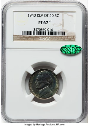 image for: 1940 5C Reverse of 1940 PR67 NGC. CAC. CAC Population: (2/0)....