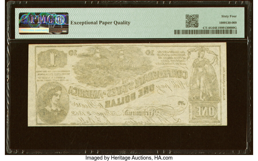 image for: CT44/339 Contemporary Counterfeit $1 1862 PMG Choice Uncirculated 64 EPQ....