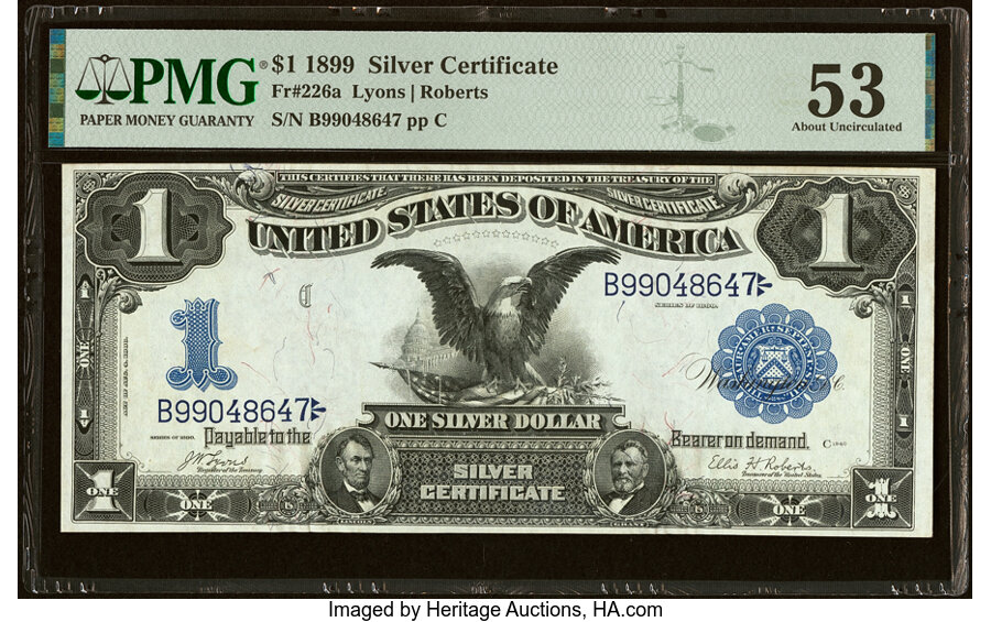 image for: Fr. 226a $1 1899 Silver Certificate PMG About Uncirculated 53....