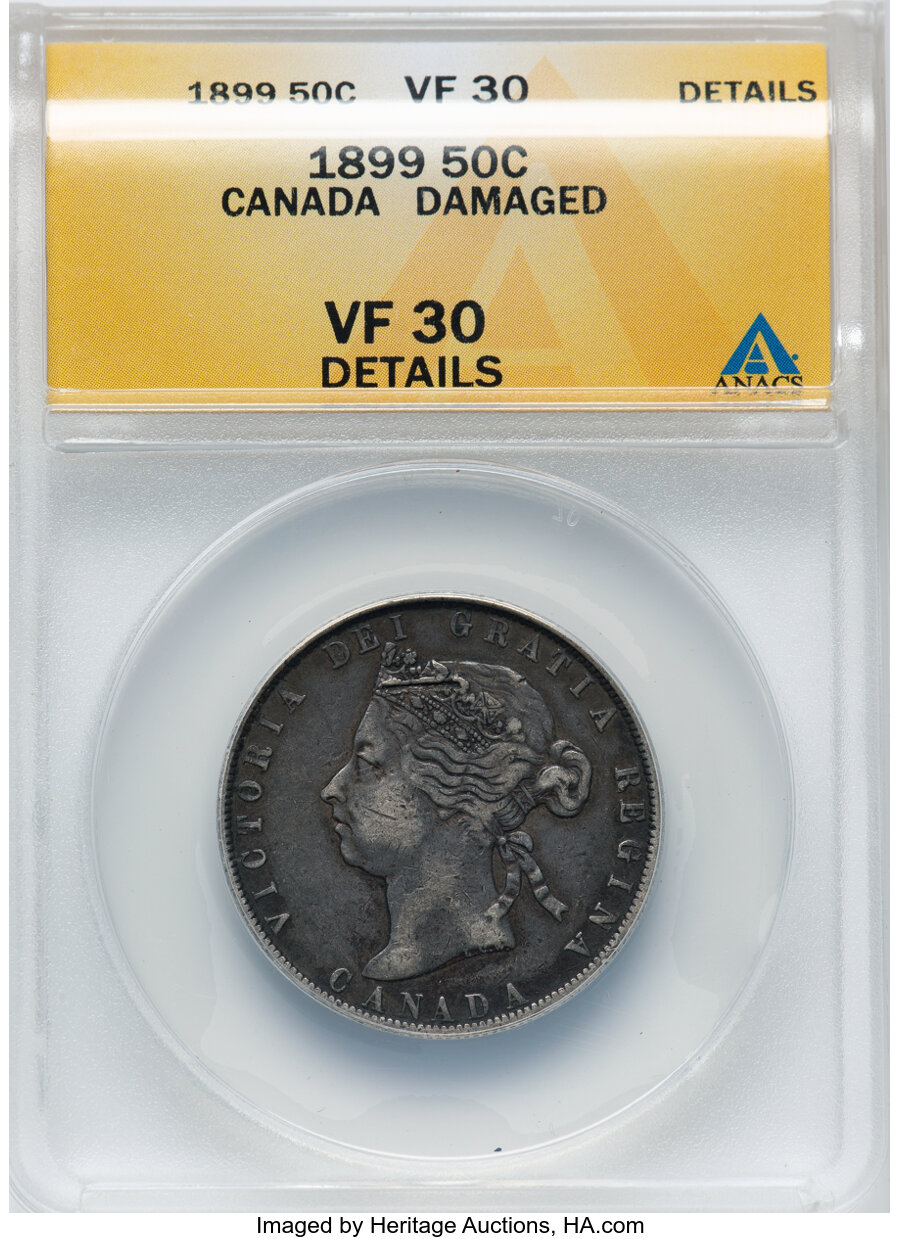 image for: Canada: Newfoundland. Victoria 50 Cents 1899 VF30 Details (Damaged) ANACS,...