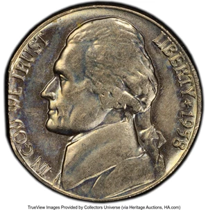 image for: 1958-D 5C Jefferson Nickel -- 3% Straight Clip -- MS65 PCGS. Mintage 168,249,120....