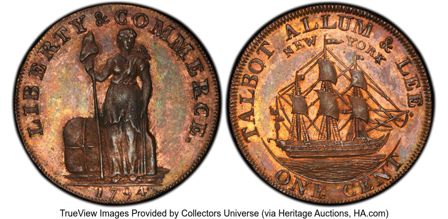 image for: 1794 Talbot, Allum, & Lee Cent, NEW YORK, PR63 Red and Brown PCGS. Fuld-4, Rulau-E-NY-877, W-8590. PCGS Population: (2/1...
