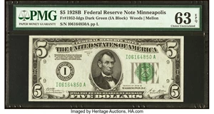 image for: Fr. 1952-I $5 1928B Federal Reserve Note. PMG Choice Uncirculated 63 EPQ....