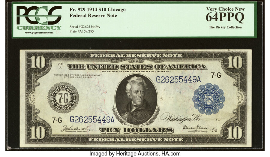 image for: Fr. 929 $10 1914 Federal Reserve Note PCGS Very Choice New 64PPQ....