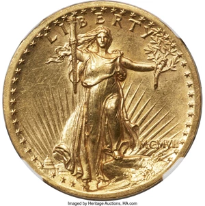 image for: 1907 $20 High Relief, Wire Rim, PR61 NGC....