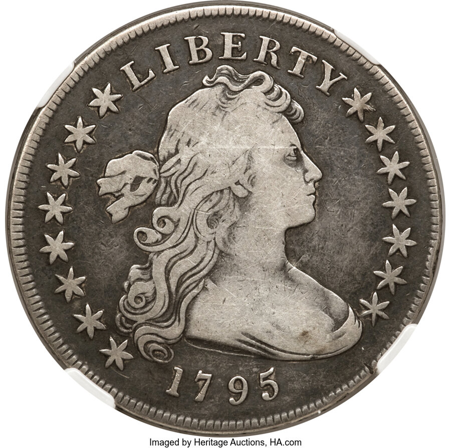 image for: 1795 $1 Draped Bust, Centered, B-15, BB-52, R.2, Fine 15 NGC....