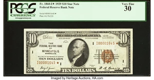 image for: Fr. 1860-I* $10 1929 Federal Reserve Bank Star Note. PCGS Very Fine 30....