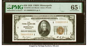 image for: Fr. 1870-I $20 1929 Federal Reserve Bank Note. PMG Gem Uncirculated 65 EPQ....