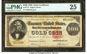 image for: Fr. 1212 $100 1882 Gold Certificate PMG Very Fine 25....