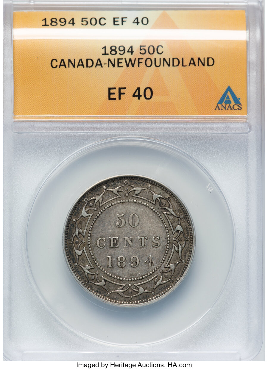 image for: Canada: Newfoundland. Victoria 50 Cents 1894 XF40 ANACS,...