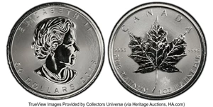 image for: Canada: Elizabeth II platinum "Maple Leaf" 50 Dollars 2016 MS69 PCGS, ...