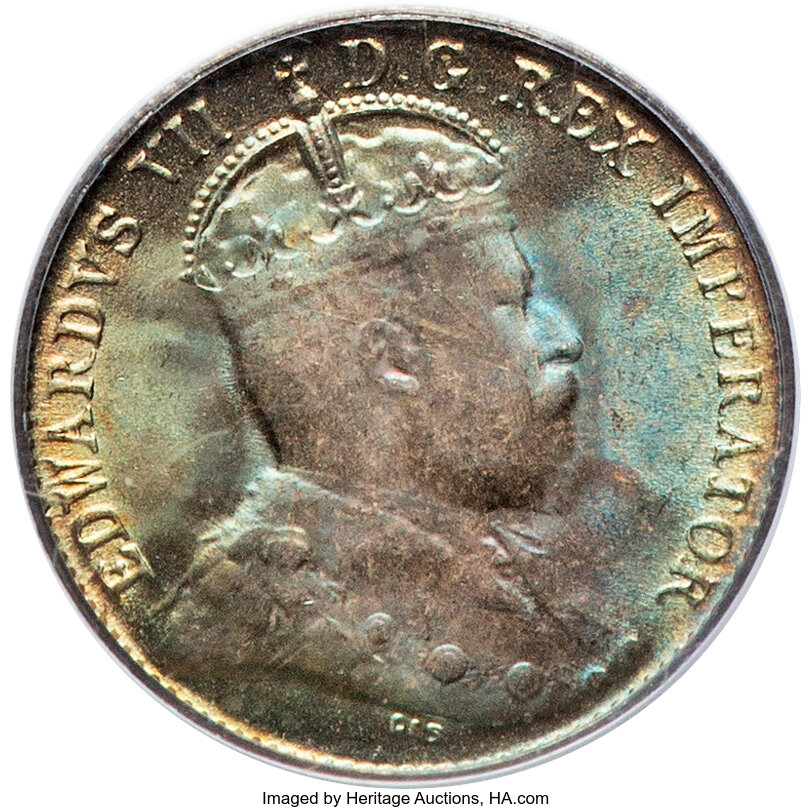 image for: Canada: Edward VII "Small H" 5 Cents 1902-H MS67 PCGS,...