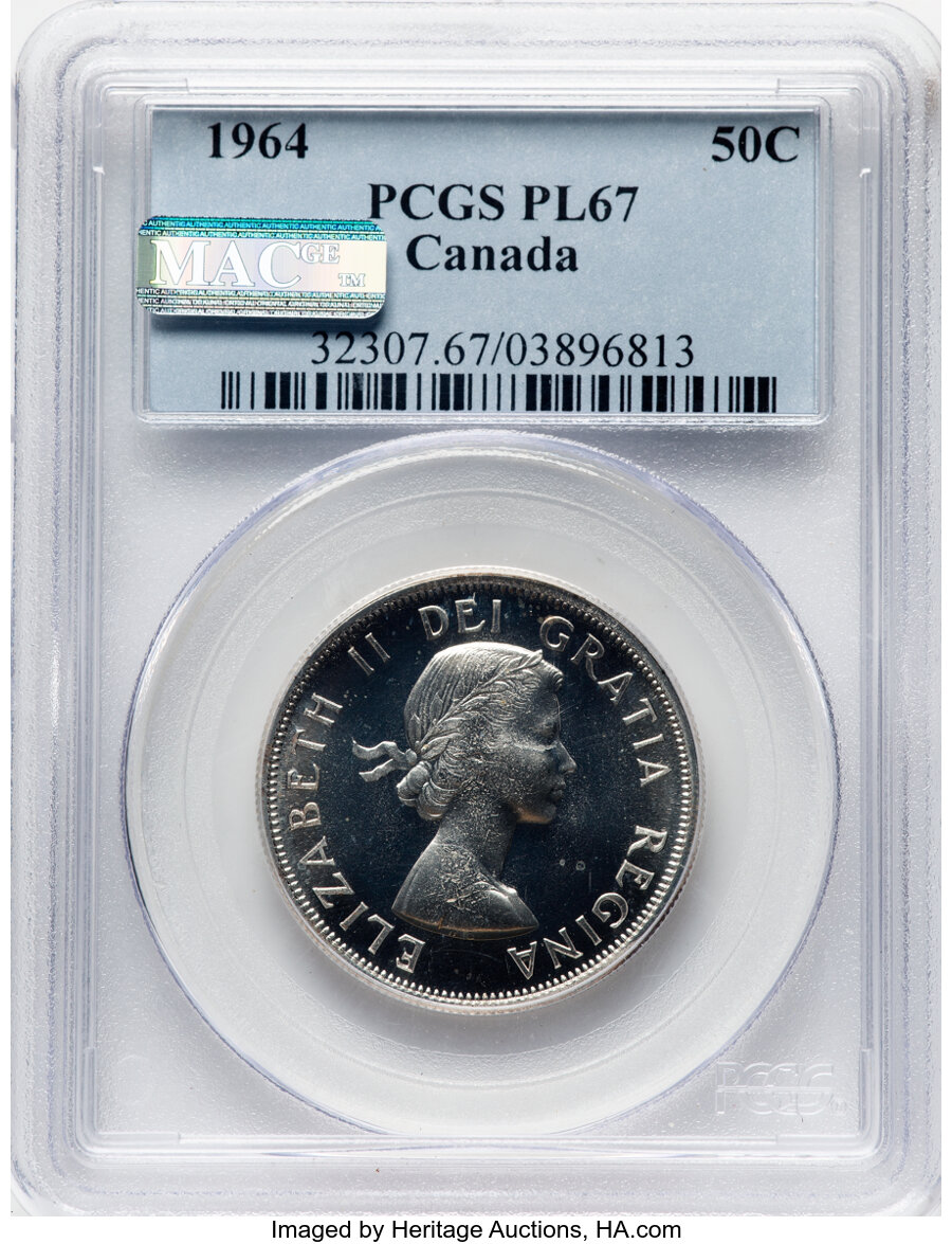 image for: Canada: Elizabeth II Prooflike 50 Cents 1964 PL67 PCGS,...