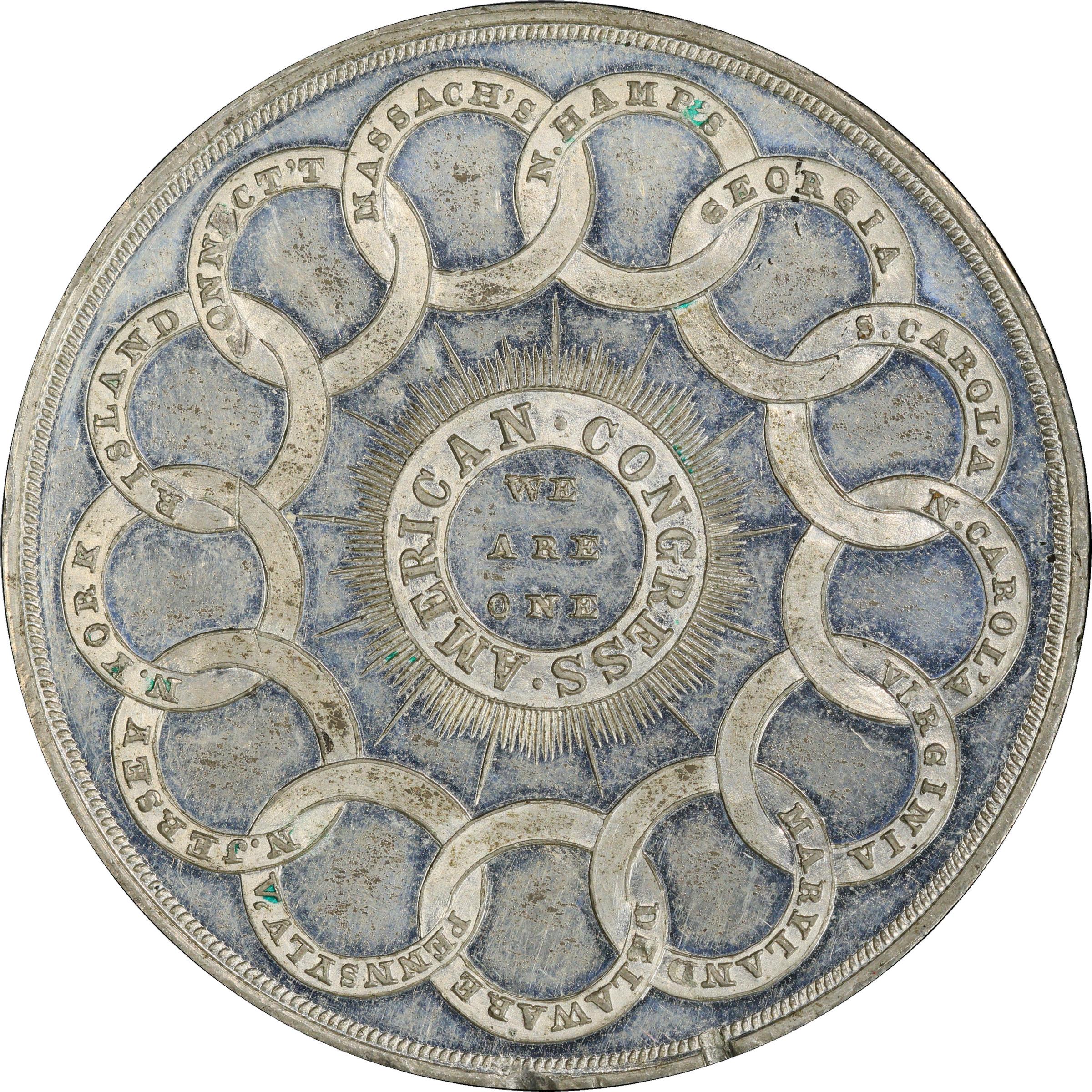 image for: "1776" (late 19th or early 20th century) Continental Dollar. So-Called Dickeson Restrike. HK-854. Rarity-7. White Metal. MS-62 (PCGS).