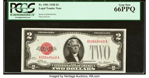 image for: Fr. 1501 $2 1928 Legal Tender Note. PCGS Gem New 66PPQ....