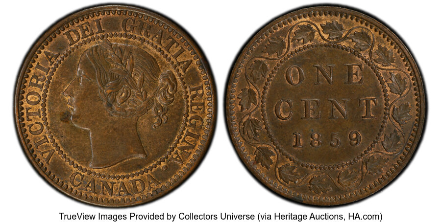 image for: Canada: Victoria Cent 1859/8 MS62 Brown PCGS,...