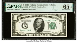 image for: Fr. 2000-F $10 1928 Federal Reserve Note. PMG Gem Uncirculated 65 EPQ....