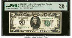 image for: Fr. 2050-F* $20 1928 Federal Reserve Star Note. PMG Very Fine 25 EPQ....