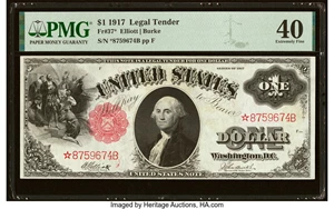 image for: Fr. 37* $1 1917 Legal Tender Star PMG Extremely Fine 40....