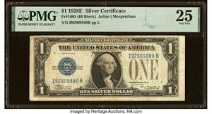 image for: Fr. 1605 $1 1928E Silver Certificate. PMG Very Fine 25....