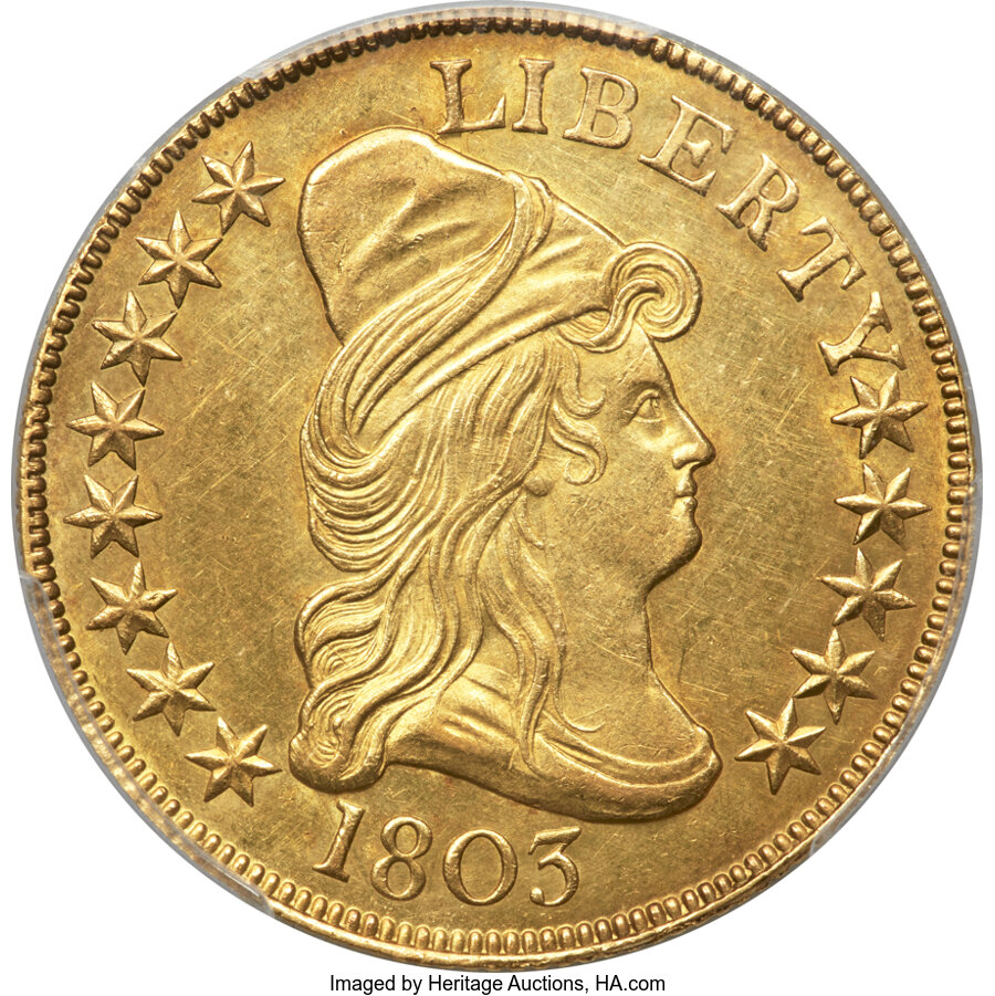 image for: 1803 $10 Large Reverse Stars, Star on Cloud, BD-5, High R.4, AU58 PCGS. CAC....