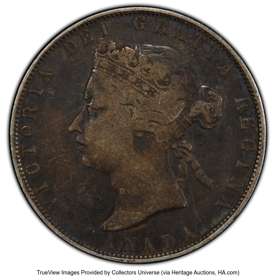 image for: Canada: Victoria "No L.C.W." 50 Cents 1870 Fine 15 PCGS,...