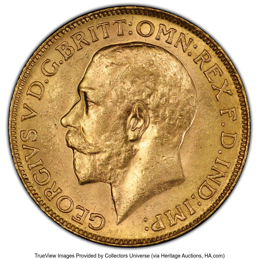 image for: Canada: George V gold Sovereign 1918-C MS63 PCGS,...