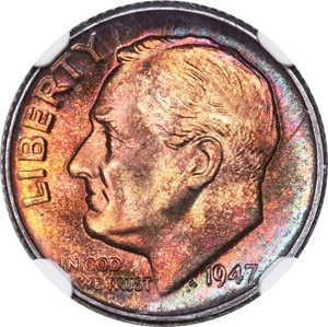 image for: 1947-D 10C MS68 Full Bands NGC. NGC Census: (8/1). Mintage 46,835,000....