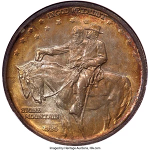 image for: 1925 50C Stone Mountain, Doubled Die Obverse, FS-001, MS65 NGC. NGC Census: (52/17). Mintage 1,314,709....