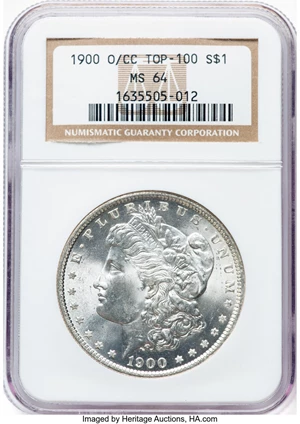 image for: 1900-O/CC $1 VAM-11 MS64 NGC. A Top 100 Variety. NGC Census: (836/235). PCGS Population: (2222/1080). CDN: $1,410 Whsle. Bi...
