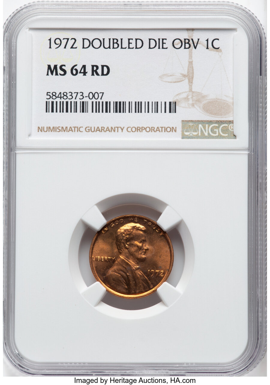 image for: 1972 1C Doubled Die Obverse, FS-101, MS64 Red NGC.  Mintage 75,000....