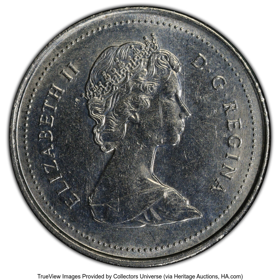 image for: Canada: Elizabeth II Mint Error - 175 Degrees Clockwise Rotated Dies 10 Cents 1989 MS62 PCGS,...