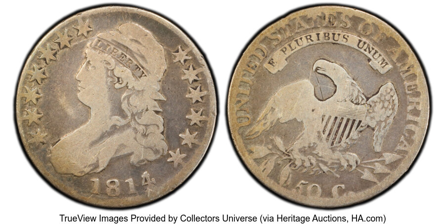 image for: 1814/3 50C O-101a, R.1, Good 6 PCGS. PCGS Population: (2/330)....