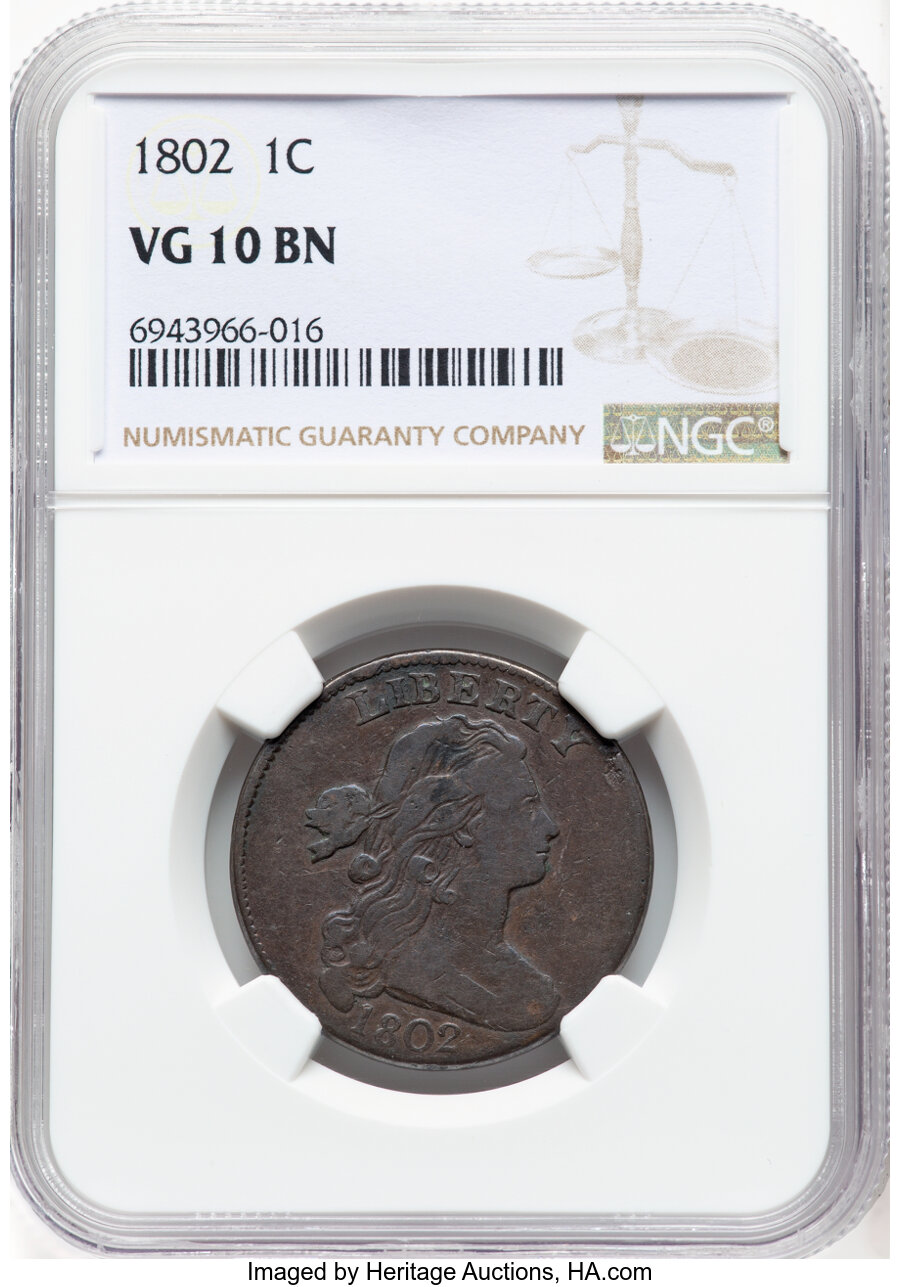 image for: 1802 1C S-229, B-6, R.2, VG10 NGC. Mintage 3,435,100....