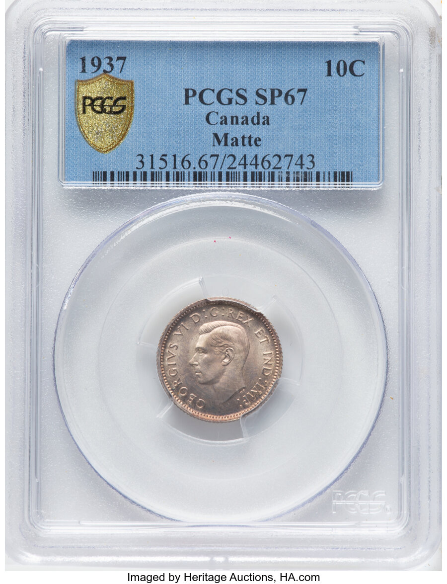 image for: Canada: George VI Matte Specimen 10 Cents 1937 SP67 PCGS,...