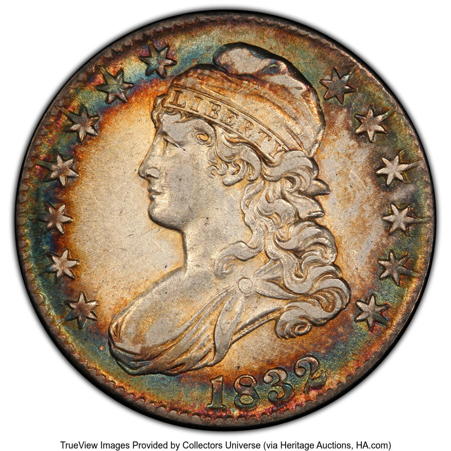 image for: 1832 50C Small Letters, O-102, R.1, AU53 PCGS.  Mintage 4,797,000....
